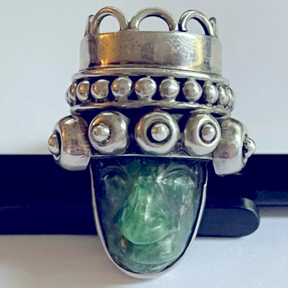 Aztec-Style Emerald-Taxco Mexico ring